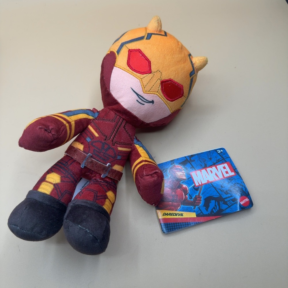 Mattel Marvel Daredevil Plush Stuffed Toy Figure Red Yellow 8 Inch with Tag